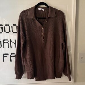 TALULAH Brown Ribbed Knit Sweater